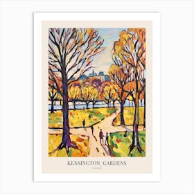 Autumn City Park Painting Kensington Gardens London 3 Poster Art Print