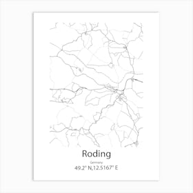 Roding,Germany Minimalist Map Póster