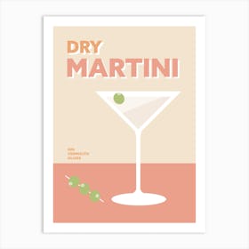 Martini Cocktail Colourful Pink Retro Kitchen Wall Art Print