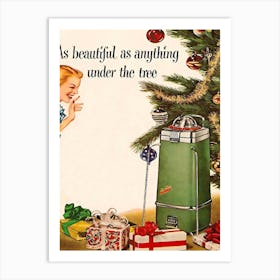 Beautiful Under The Christmas Tree, Funny Christmas Commercial Art Print