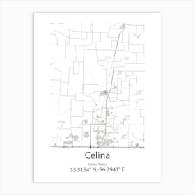 Celina,United States Minimalist Map Art Print