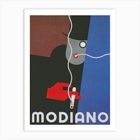 Modiano Man With Monocle Smoking a Cigarette Vintage Poster Art Print