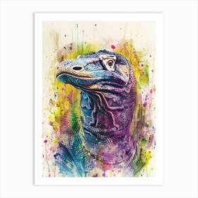 Komodo Dragon Colourful Watercolour 4 Art Print