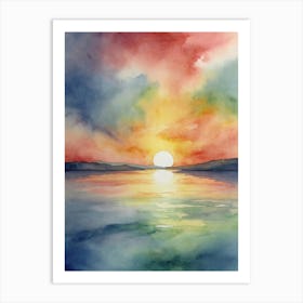 Sunset Watercolor Painting Art Print