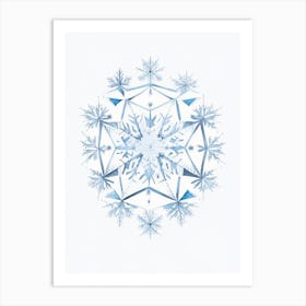 Hexagonal, Snowflakes, Pencil Illustration 2 Art Print