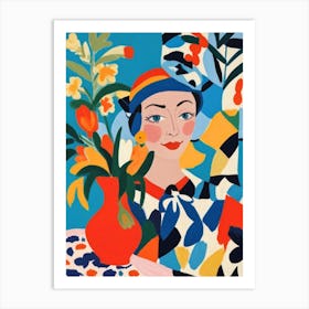 Woman With Flowers 10 Art Print