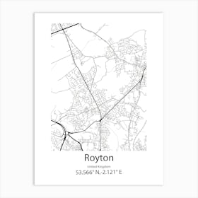 Royton,United Kingdom Minimalist Map Art Print