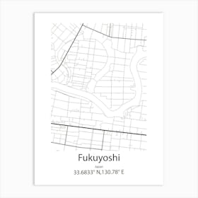 Fukuyoshi,Japan Minimalist Map Poster