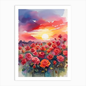 Sunset Roses 1 Art Print