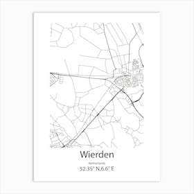 Wierden,Netherlands Minimalist Map Art Print