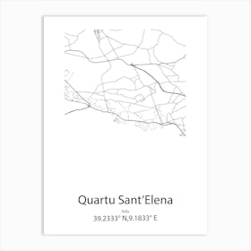 Quartu Sant Elena,Italy Minimalist Map Art Print