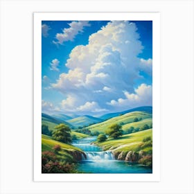 Cumulus Clouds Billowing Gentle Giants Against A Backdrop Of Vivid Azure Sky Tower Over A Varied (4) Art Print