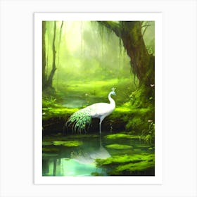 Peacock In The Forest Art Print