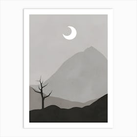 Moon And A Tree Art Print