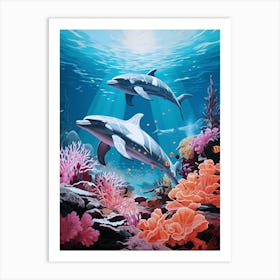 Dolphins In The Sea Depths Art Print