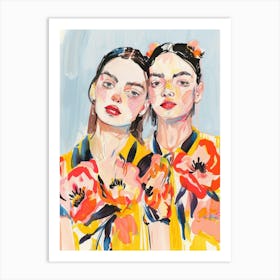 Colorful Portrait of Two Women Art Print