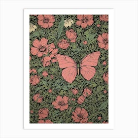 Butterfly And Flowers Art Print