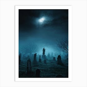 Graveyard At Night 32 Art Print