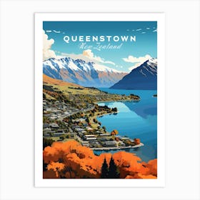 Queenstown Print Art Print New Zealand Trave Art Print