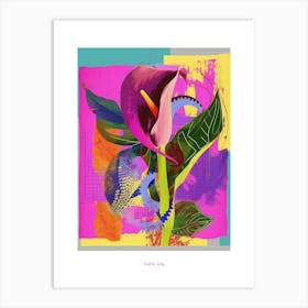 Calla Lily 1 Neon Flower Collage Poster Art Print