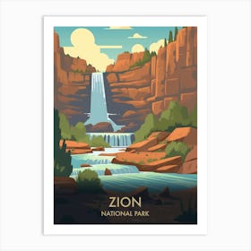 Zion National Park Vintage Travel Poster 1 Art Print