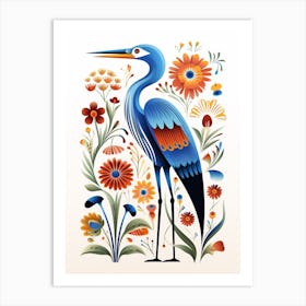 Scandinavian Bird Illustration Great Blue Heron 7 Art Print