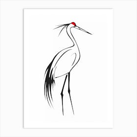 Crane bird black and white Art Print