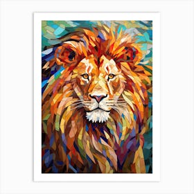 Lion Art Painting Mosaic Style 2 Art Print