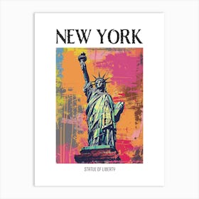 Statue Of Liberty New York Colourful Silkscreen Illustration 4 Poster Art Print