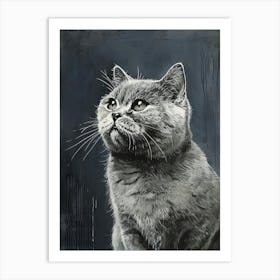 British Shorthair Relief Illustration 1 Art Print