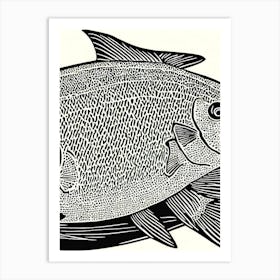 Black Sea Bass Linocut Art Print