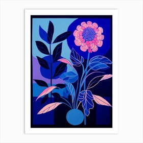 Blue Flower Illustration Globe Amaranth 2 Art Print