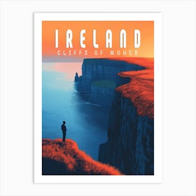 Ireland Vintage Travel Poster, Cliffs of Moher Art Print