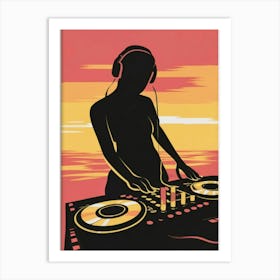 Dj At Sunset Art Print