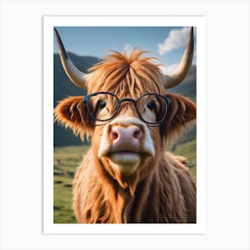 Cow In Glasses Art Print