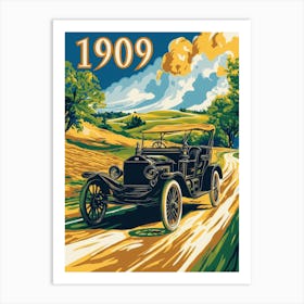 Aihrgdesign A Vintage Poster Of An Early Open Top Automobile 2 Art Print