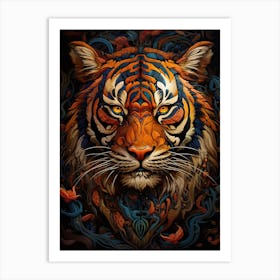 Tiger Art In Mural Art Style 3 Art Print