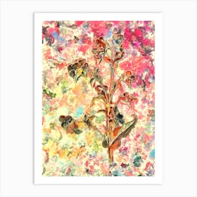 Impressionist Commelina Tuberosa Botanical Painting in Blush Pink and Gold Art Print