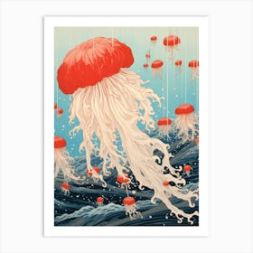 Lions Mane Jellyfish Traditional Japanese Illustration 4 Art Print