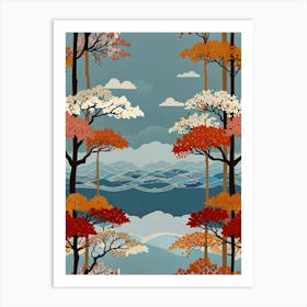 Autumn Trees And Mountains Art Print