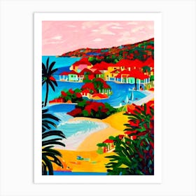 Cane Garden Bay, British Virgin Islands Hockney Style Art Print