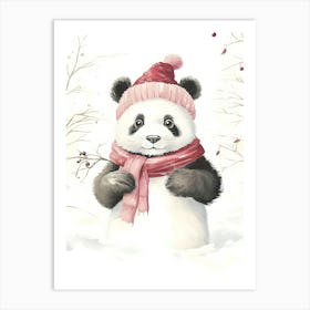 Panda Bear In Winter Art Print