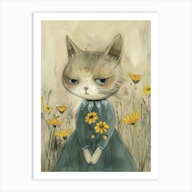 Cat In The Meadow Art Print