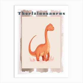 Cute Cartoon Therizinosaurus Dinosaur Watercolour 1 Poster Art Print