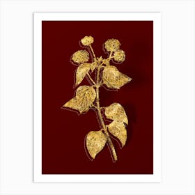 Vintage Tickberry Botanical in Gold on Red n.0017 Art Print