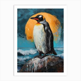 African Penguin Half Moon Island Oil Painting 3 Art Print