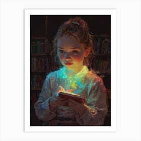 Little Girl Reading Book Art Print