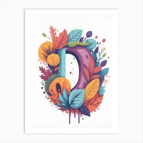 Colorful Letter D Illustration 66 Art Print