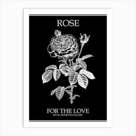 Black And White Rose Line Drawing 11 Poster Inverted Art Print