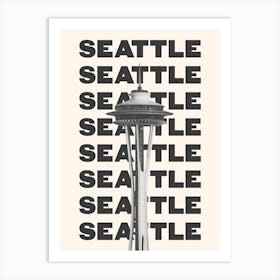 Seattle Space Needle Black & White Art Print